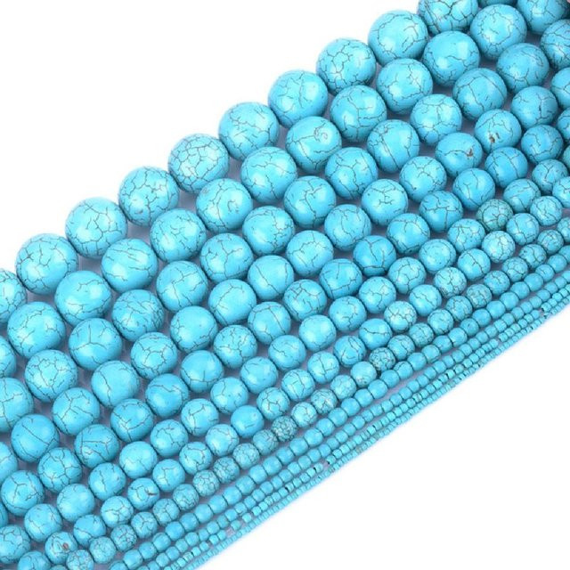 FLT BEADS Türkise Perlen, Hellblau, Rund, 4-12 mm, Unisex - Bild 1