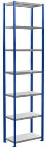 Schulte Grundregal Steckregal MULTIplus250 mit 7 Fachböden und Kreuzstrebe, Farbe: Enzianblau/Verzinkt, B/T/H: 300 x 75 x 40 cm - Bild 1