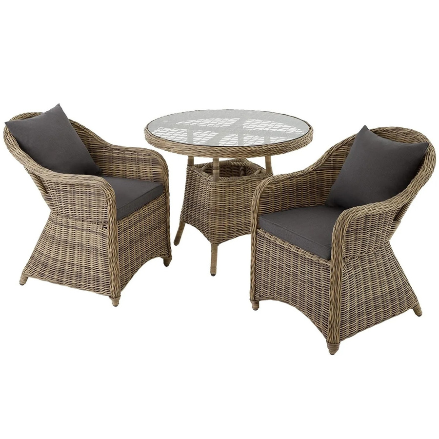 tectake Aluminium Rattan Sitzgruppe in Braun und Beige, wetterfest und UV-beständig, H x B x T: 84 x 71 x 60 cm - Bild 3