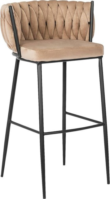 WIPMEB Barhocker FLORES in Beige aus Velourstoff und Metall, B/H/T: 60 x 104,5 x 56 cm - Bild 1