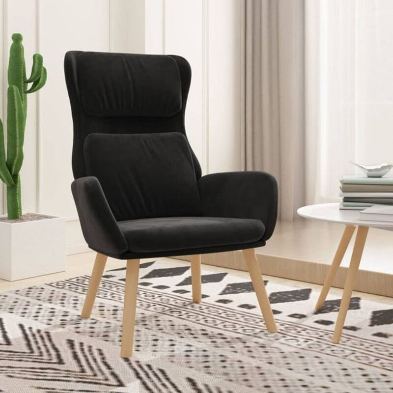 Vidaxl Relaxsessel in Schwarz aus Samt und Holz im skandinavischen Design - Bild 1
