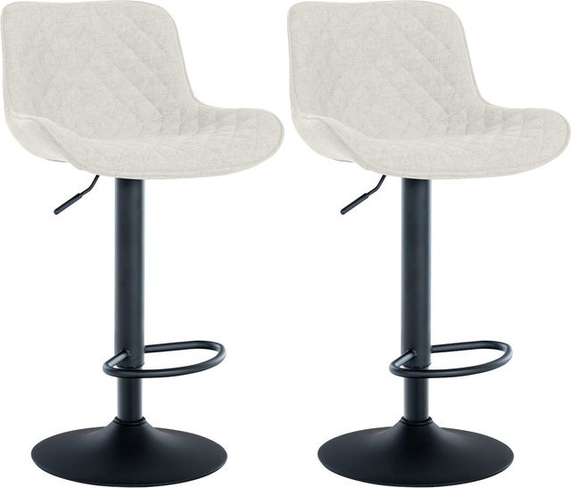 CLP 2er Set Barhocker Minosa beige, höhenverstellbare Drehstühle mit gesteppter Polsterung und Metallfußstützen - Bild 1