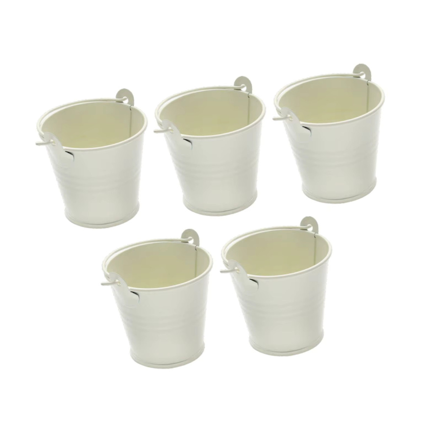 5er Set Kesoto Metalleimer aus verzinktem Metall in Silber und Gelb, dekorative runde Behälter für Blumen, Süßigkeiten oder Heimdekoration - Bild 2