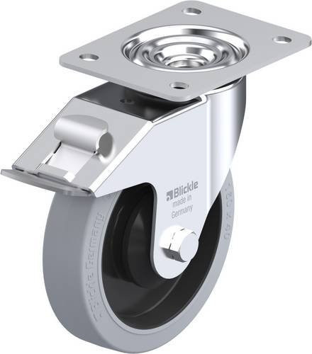 Blickle Lenkrolle LE-POEV 161KA-FI-SG mit Feststeller, Rad-Durchmesser: 160 mm, Tragfähigkeit: 300 kg, verzinkt, grau/schwarz/silber - Bild 1