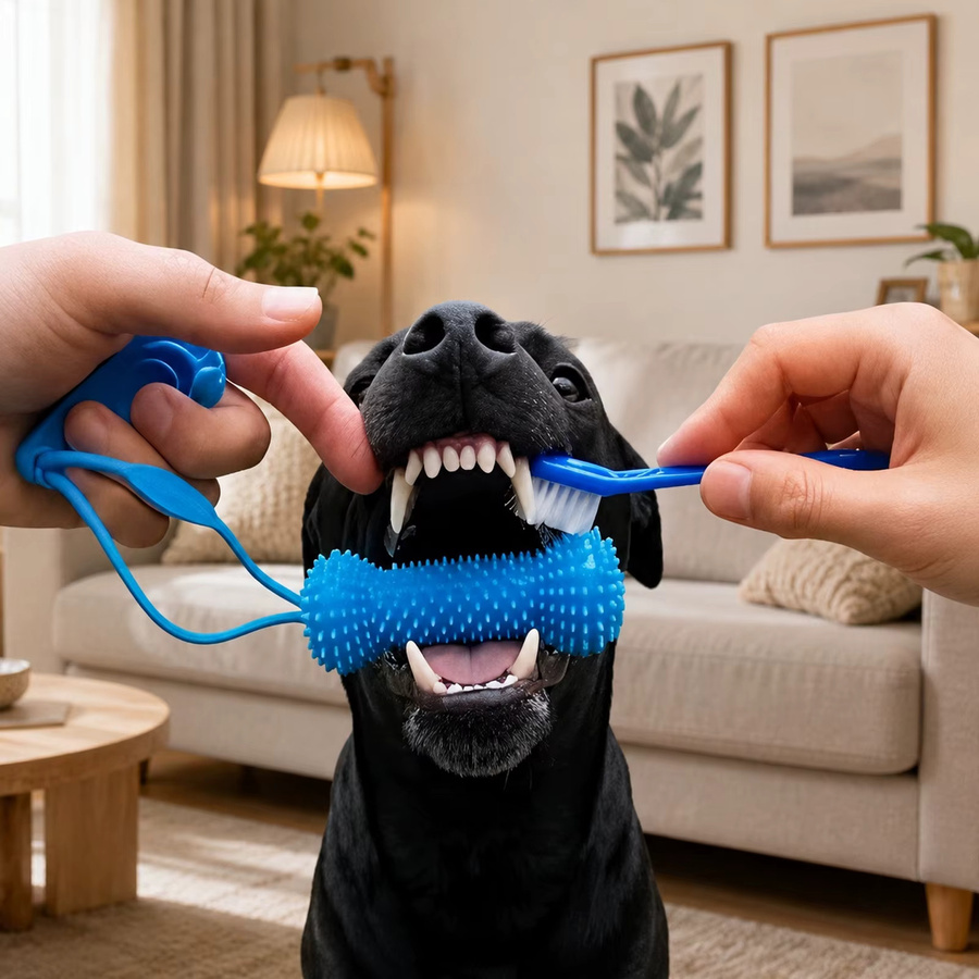 APWIKOGER Haustier-Zahnbürstenstab, Hunde-Kauspielzeug, mit Seildesign - Bild 4