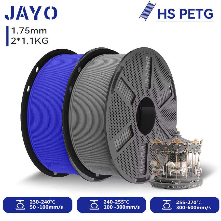 JAYO 2 Rollen Hochgeschwindigkeits Matt PETG Filament für 3D-Drucker und 3D-Stifte mit hohem Fluss für 50-600 mm/s - Bild 6