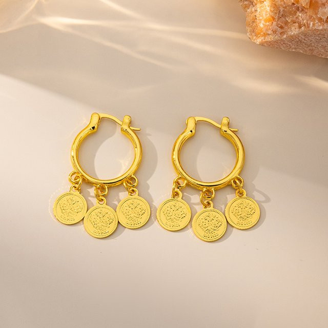 Ohrringe Messing, vergoldet, Gold, Damen - Bild 1