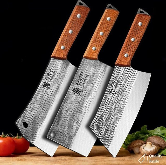 PLYS Geschmiedetes Knochenschneidemesser aus Edelstahl mit Holzgriffen in Silber - Bild 1