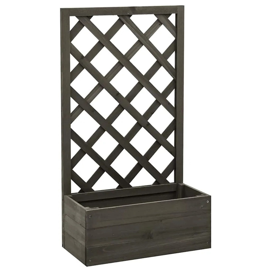 DELUKE Rankkasten Gartenspalier MINO aus Tannenholz mit Blumenkasten und Rankgitter in Grau, B/H/T: 90 x 50 x 25 cm - Bild 2