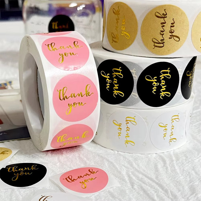 500 Stück Kraftpapier-Aufkleber in Schwarz, Durchmesser: 25 mm, vielseitige Siegelaufkleber für Backen, Hochzeiten und Geschenke - Bild 1