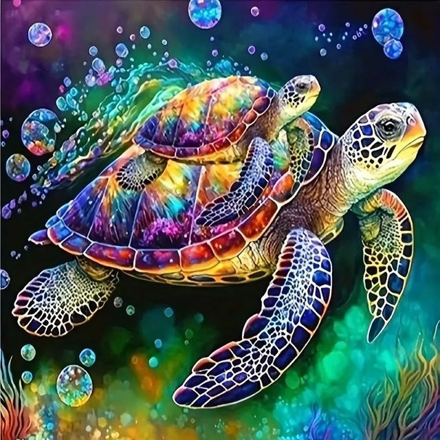 GATYZTORY 5D Diamant-Stickerei Set mit runder Schildkröte in Multicolor als Mosaik-Kunst für deine Heimdekoration - Bild 1