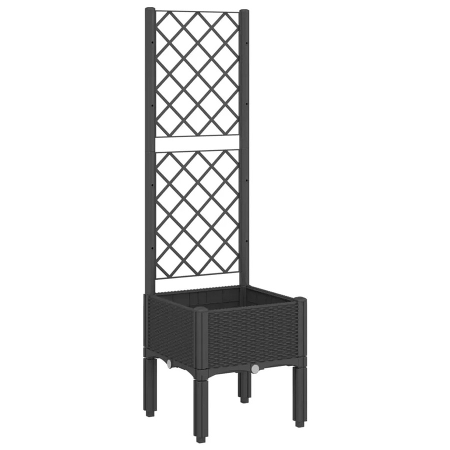vidaXL Pflanzkübel mit Rankgitter aus Polypropylen in Schwarz, B/T/H: 40 x 40 x 142 cm - Bild 2