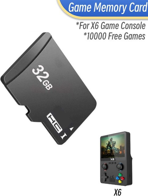 Haolonggcp MicroSD Speicherkarte für X6 Spielekonsole mit 10.000 Retro-Spielen in Schwarz (8 GB/32 GB) - Bild 1