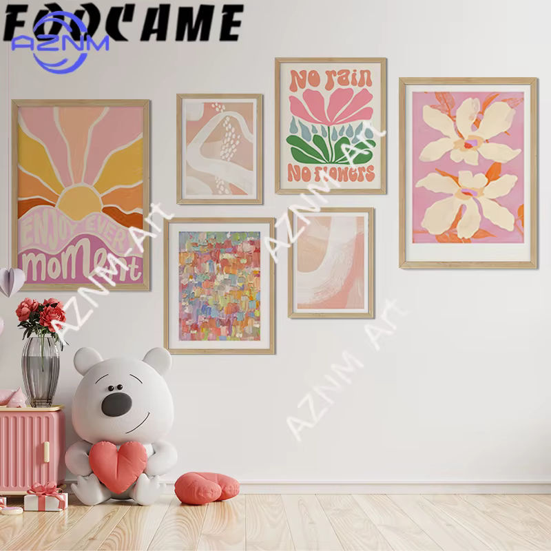 KAYOU Leinwandgemälde mit floralem und abstraktem Design, bunte Wandkunst mit Blumen und Sonne, modernes Poster in Hochformat für die Wandmontage, mehrfarbig - Bild 2