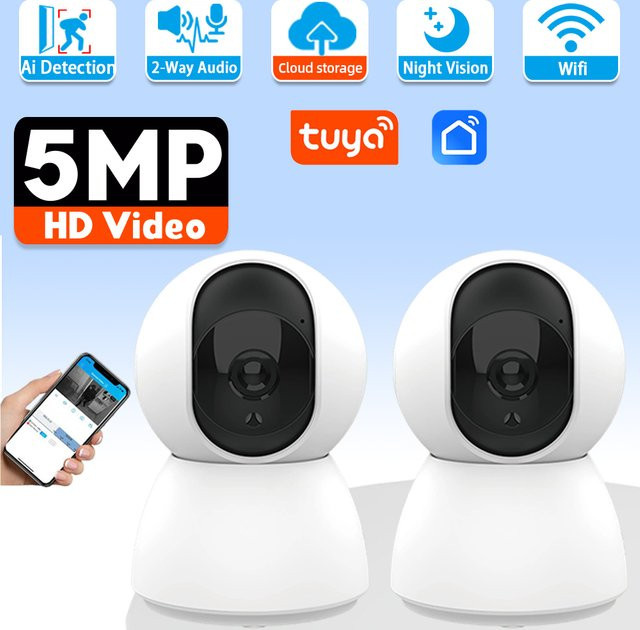 NINIVISION Smart Home Baby Monitor 2K PTZ IP Kamera mit 5MP Auflösung, Wifi, Two-Way Audio und Auto Tracking, Weiß - Bild 1