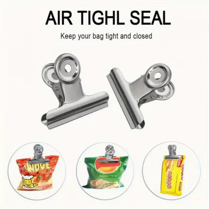 13-teiliges Set aus Metall-Foldback-Clips in Silber zur Organisation von Lebensmittelbeuteln, Snacks und Dokumenten - Bild 2