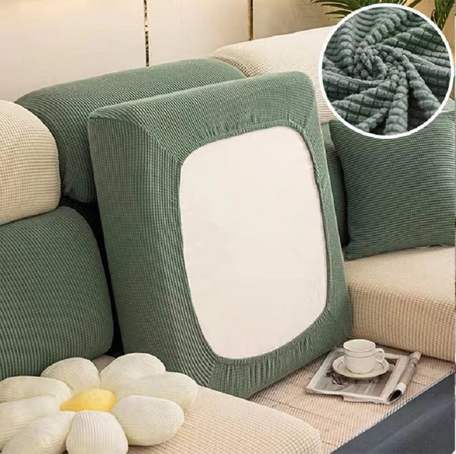 DZQ Elastischer Sofabezug in Grün als moderner Möbelschutz und abnehmbarer Schonbezug für dein Sofa - Bild 1