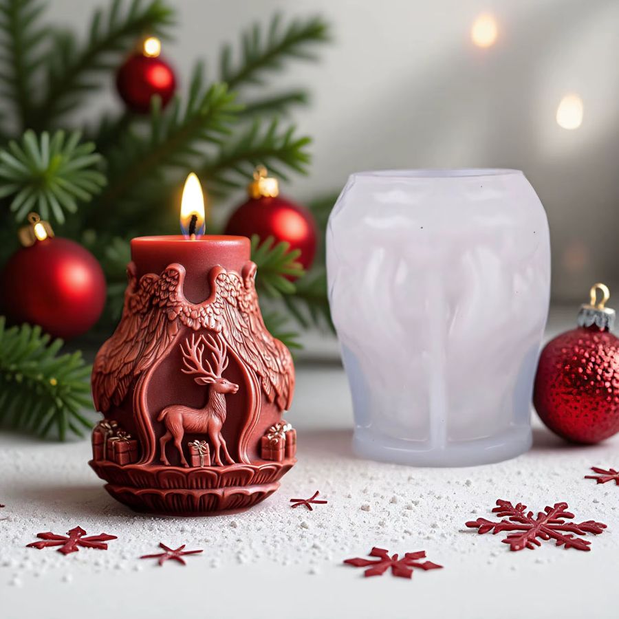 Milu Silikonform für Weihnachtsdekoration mit Hirsch, Santa und Lotus-Motiven zur Gestaltung von Gips, Harz oder Kerzen - Bild 3