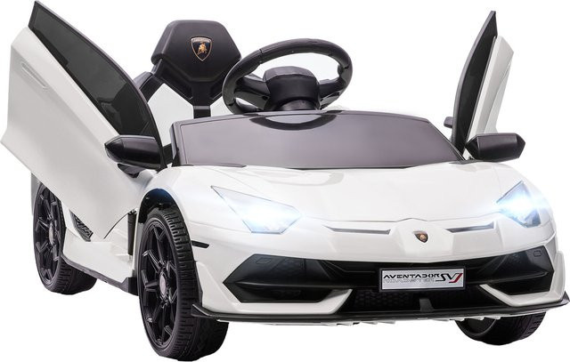 HOMCOM Kinder Elektroauto 12V, weißes elektrisches Fahrzeug, mit Fernbedienung, MP3-Player, Hupe & Licht, ab 3 Jahre - Bild 1