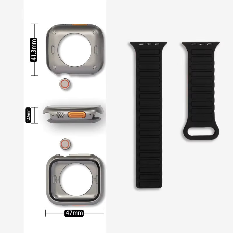 CAOWTAN Uhrenarmband Silikon, Schwarz, für Apple Watch - Bild 4