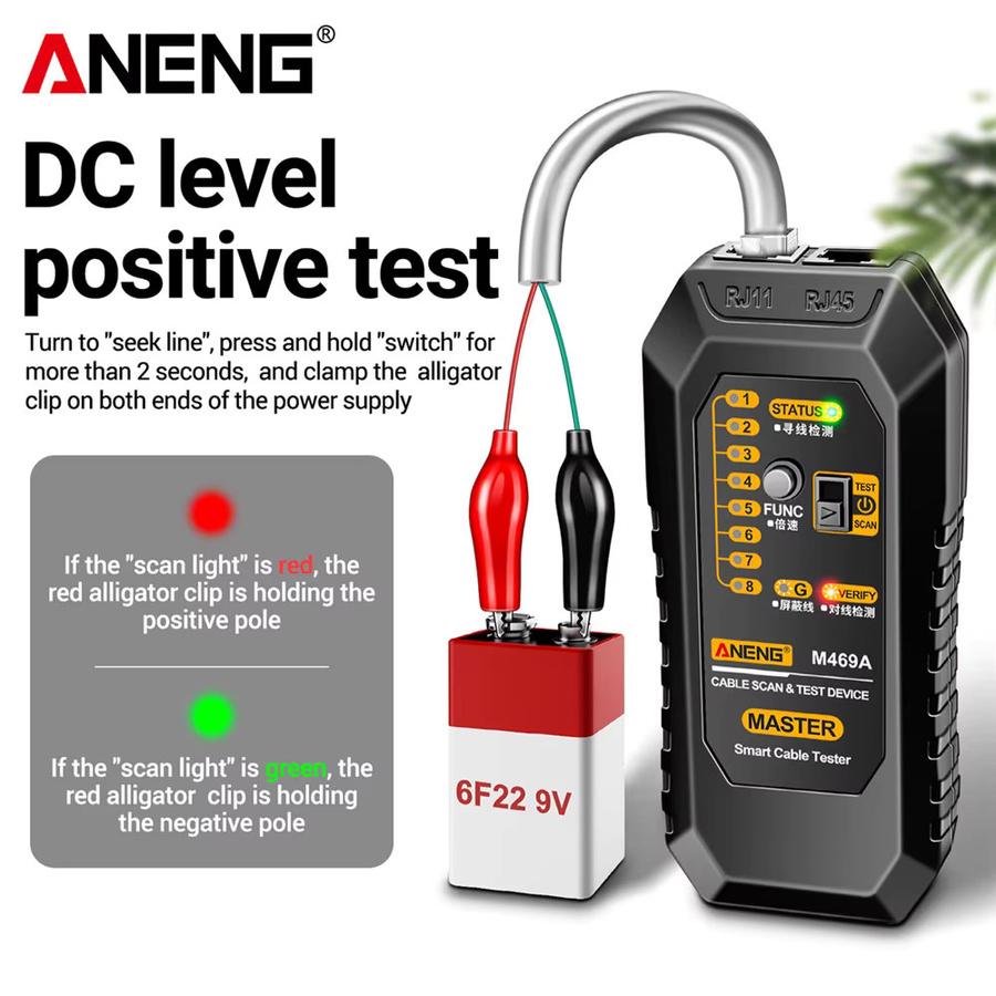ANENG M469A Netzwerkkabeltester RJ45/RJ11 Wire Tracker in Schwarz - Bild 6