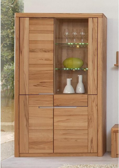 Multivitrine Solido aus massiver Kernbuche in Braun mit Glastüren und Soft-Close-Funktion - Bild 1