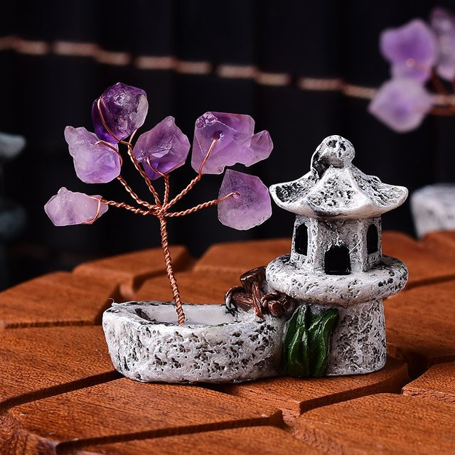 RYCRYSTAL Amethyst Baum des Lebens Deko mit natürlichem Quarz Mineral in Lila - Bild 1