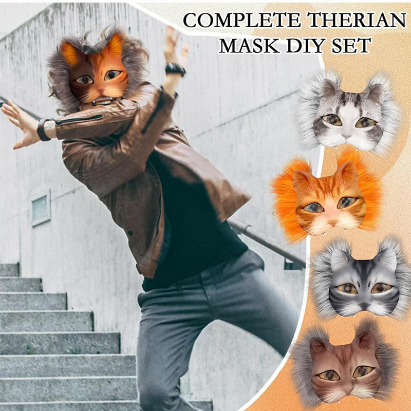 DIY Weißer Zellstoffmasken-Therian-Masken-Set Tier Fuchs Katzenmaske - Bild 3