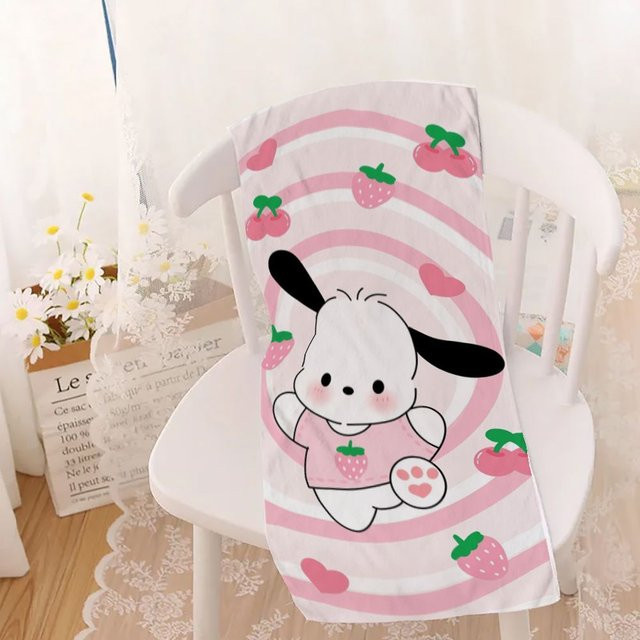 Sanrio Pochacco Serie Badetuch in Pink für Strand, Sport und Schwimmen - Bild 1