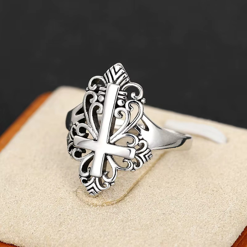 Huitan Mode Kreuz Ring, Silberfarbe, Damen - Bild 2
