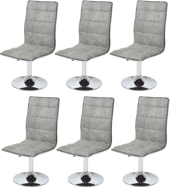 6er-Set MCW Esszimmerstühle C41 drehbar und höhenverstellbar in Vintage Betongrau mit Rautenmuster aus Stoff - Bild 2