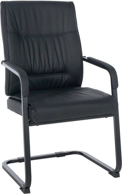 DELUKE XL Besucherstuhl MIAMI Konferenzstuhl aus Kunstleder in Schwarz mit Armlehnen, B/T/H: 58 x 65 x 102 cm - Bild 1