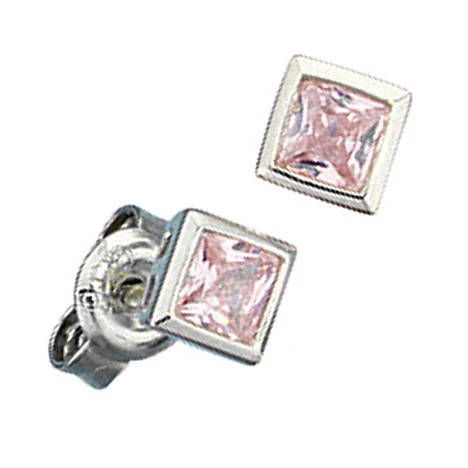 Colfem Ohrstecker 925 Silber, Zirkonia, quadratisch, Unisex - Bild 1
