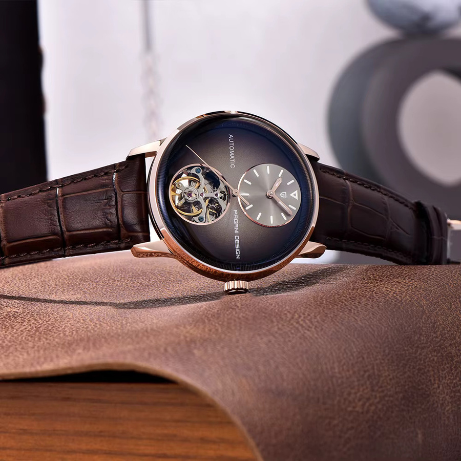 Pagani Design Armbanduhr Automatik, Edelstahl, Blau, Leder, 42 mm, Herren - Bild 3