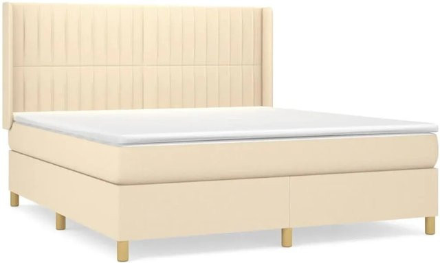 vidaXL Boxspringbett mit Matratze in Creme/Beige, Hybrid-Design mit Taschenfederkern, B/T: 180 x 200 cm - Bild 1