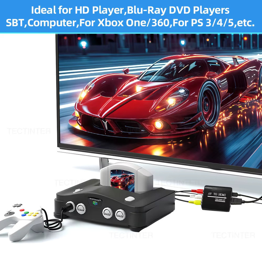 TECTINTER AV zu HDMI Adapter Konverter in Schwarz für Spielkonsolen mit HD 1080P Auflösung und USB-Kabel - Bild 5