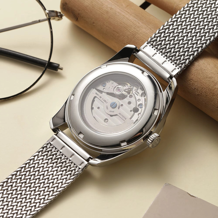 Armbanduhr Automatik, Edelstahl, Silber, Milanaise, Herren - Bild 2
