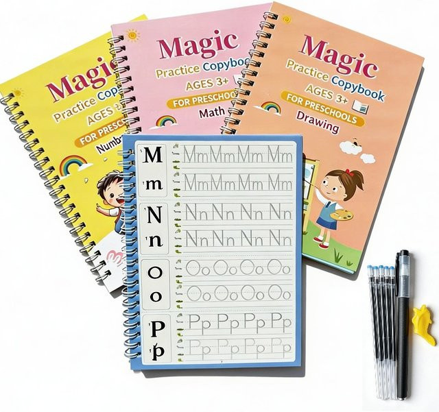 BOHY Schreibübungsbuch für Kinder mit 4 englischen Kalligraphie-Übungssets, Alphanumerisches Übungsbuch für Buchstaben-Schreibaktivitäten, Mehrfarbig - Bild 1