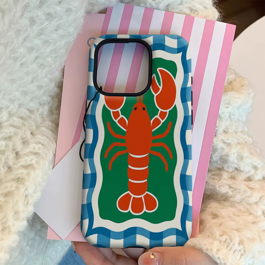 Gingham Framed Lobster Handyhülle für iPhone 17 16 15 14 13 12 11 Pro Max Plus mit doppelschichtiger Rückseite in Multicolour - Bild 4