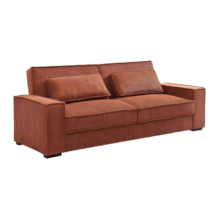 Schlafsofa Finoro von Vente-unique in Terracotta mit Cordstoff und Armlehnen, Breite: 230 cm - Bild 2