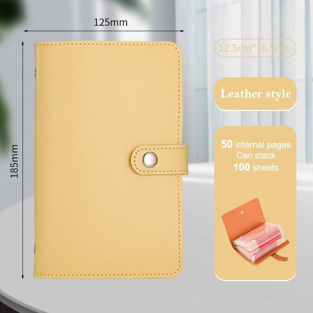 SheyIn Geldspar-Notizbuch mit 100 Umschlägen für Spar-Herausforderungen, Beige, Hardcover aus Kunstleder - Bild 1