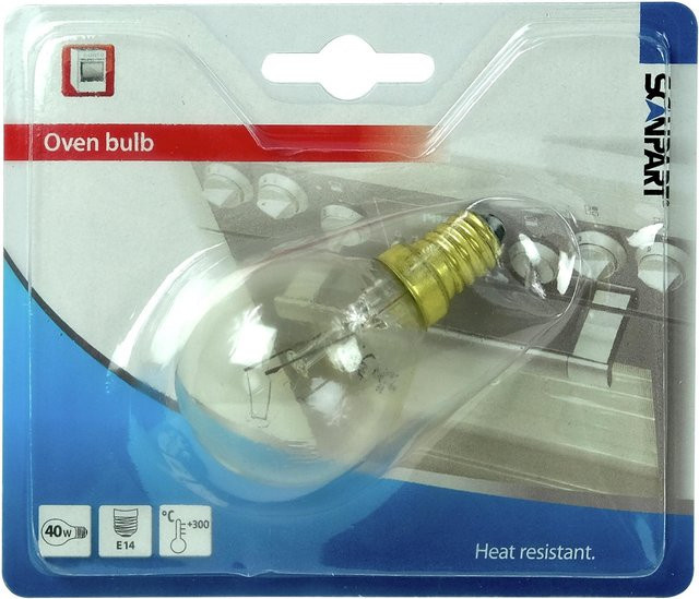 SCANPART Backofenlampe E14, hitzebeständig bis 300 Grad, 40 W, transparentes Glas - Bild 1