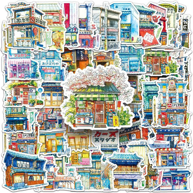 Rspctou Japanische Retro-Aufkleber, Street-Shop-Stil, 10-teiliges Set - Bild 1