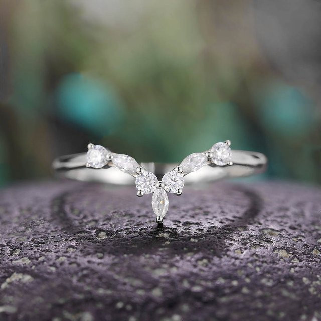 Huitan Fingerring, v-förmig, Zirkonia, Damen - Bild 1