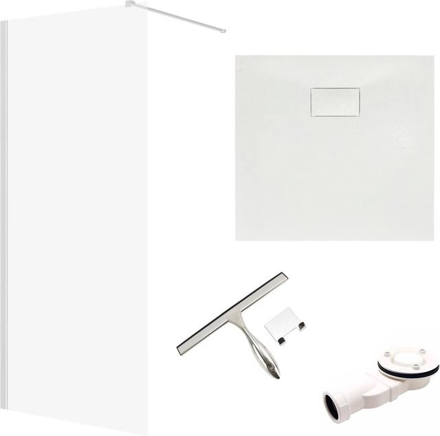 KOLMAN Walk-In Duschset mit Duschwanne und Seitenwand, Farbe Weiß/Chrom, B/T: 80 x 80 cm, H: 195 cm - Bild 1