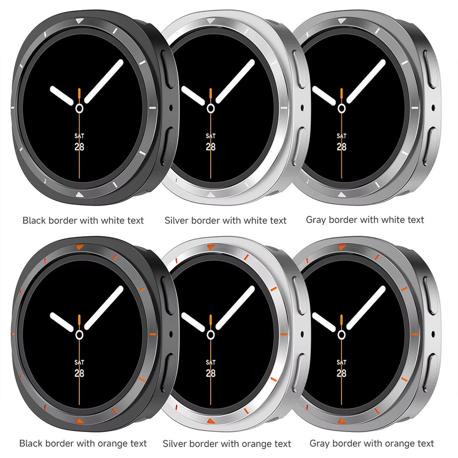 CAOWTAN Bumper Shell für Samsung Galaxy Watch 8, PC, Metallgehäuse, Silver Orange, Unisex - Bild 2