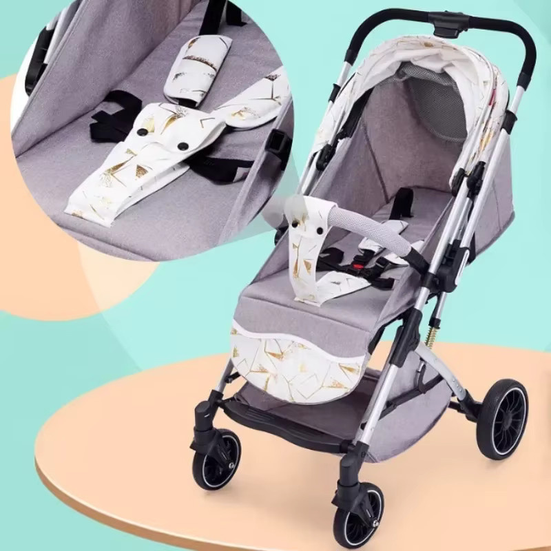 LUVCHAIN Reise-Kinderwagen mit vier Rädern, zweiseitig nutzbar, leicht und hochsichtbar, in Silber und Weiß - Bild 3
