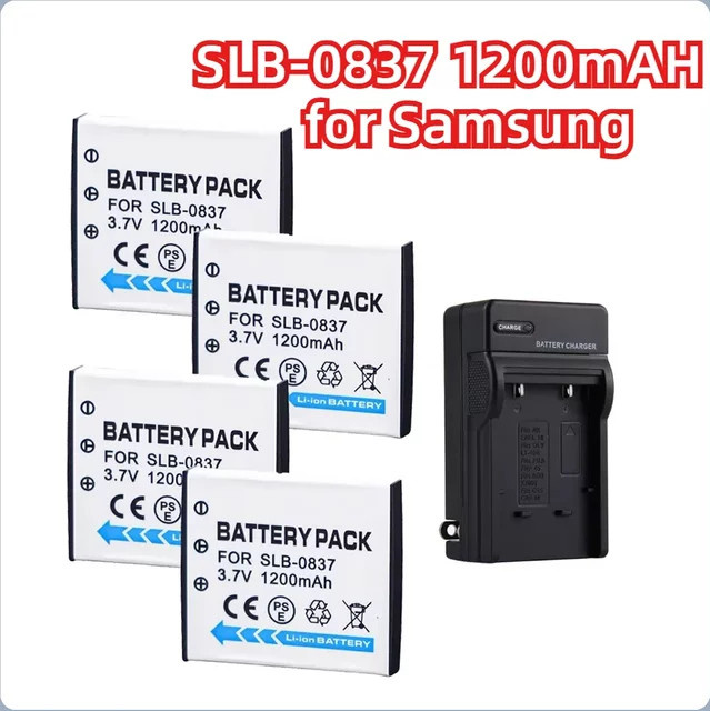 Samsung SLB-0837 Akku 3,7 V 1200 mAh in Weiß passend für Kamera I5 I6 L73 L50 L60 NV3 NV5 NV7 - Bild 1