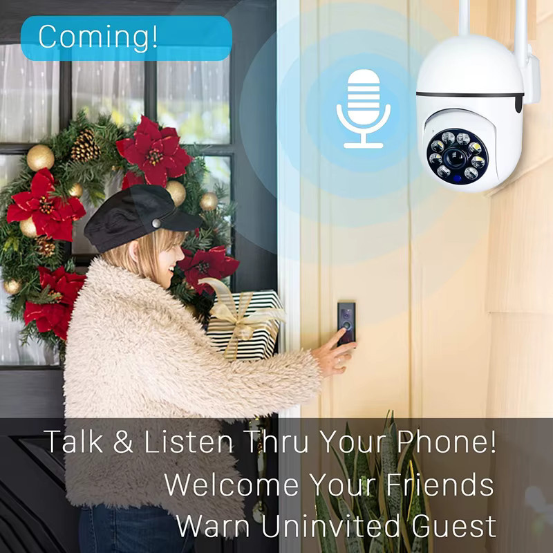 FireFrog A7 Drahtlose Überwachungskamera mit 360-Grad-Intercom, 1080P HD-Nachtsicht und Smart Home Funktion, Weiß - Bild 4