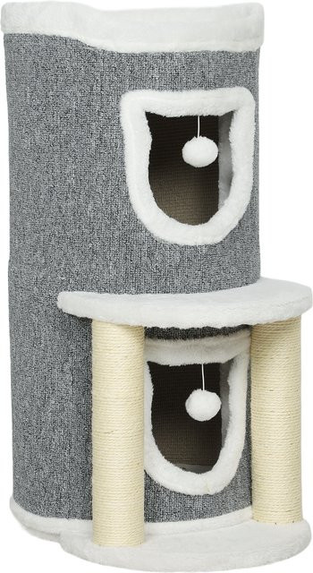 PawHut Katzenkratzbaum Grau mit 2 Höhlen, Bett, Sisalstämmen und Spielbällen, Höhe: 76 cm - Bild 1